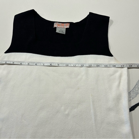 Nouveaux Black and White knit top with squared off neckline - Picture 7 of 8